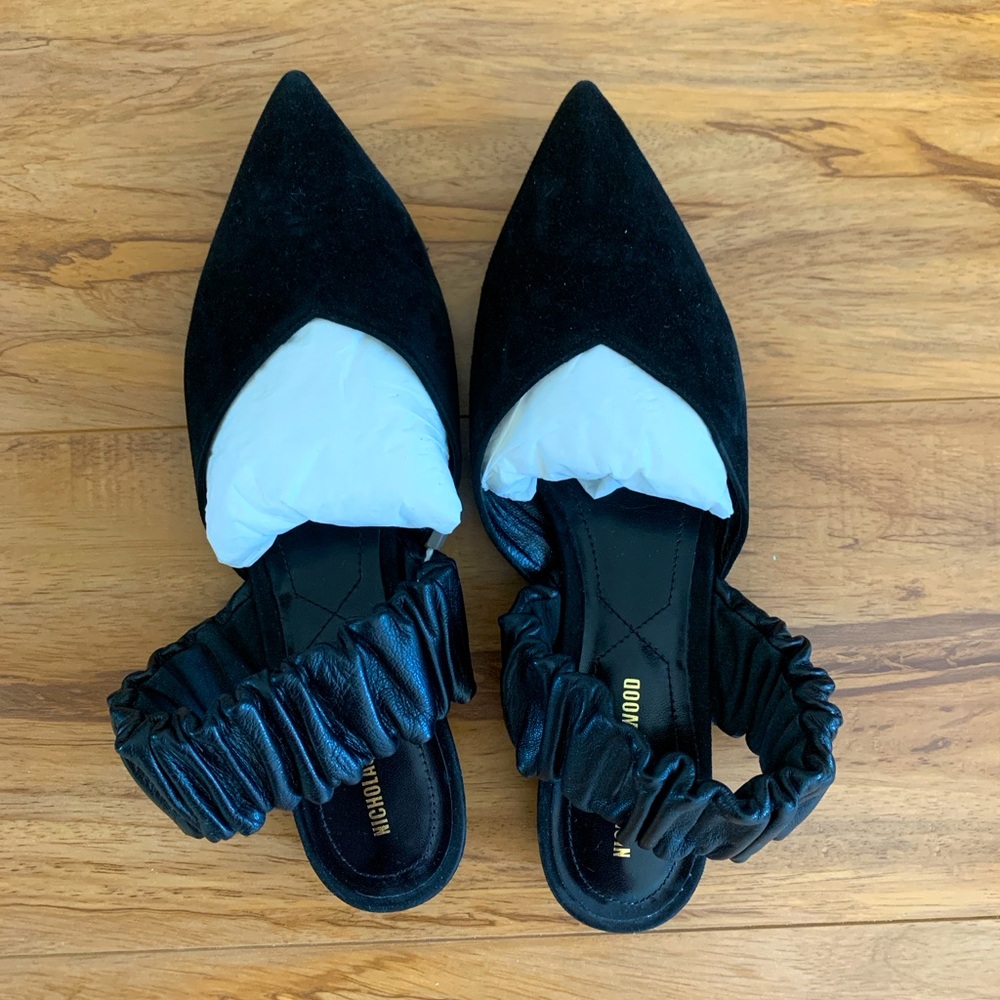 NICHOLAS KIRKWOOD black suede and leather mules size 5.5